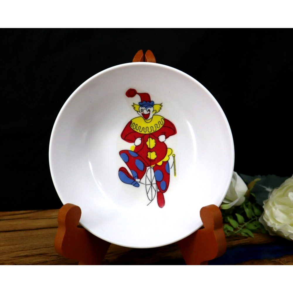 Vintage Roymac Melmac By Royalon White Clown Bowl 6" Cereal Soup Made in USA